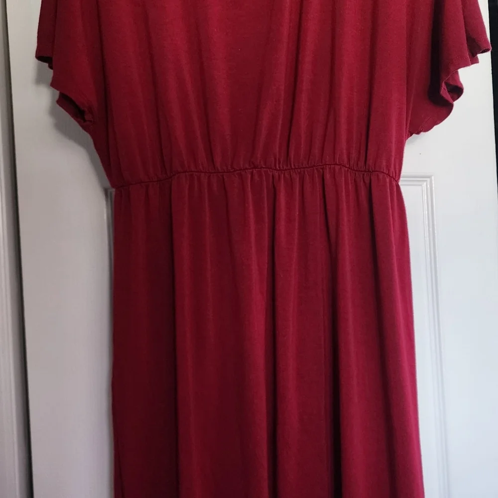 NWOT Flirty Red Summer Dress with loose bell dolman sleeves - Picture 2 of 5